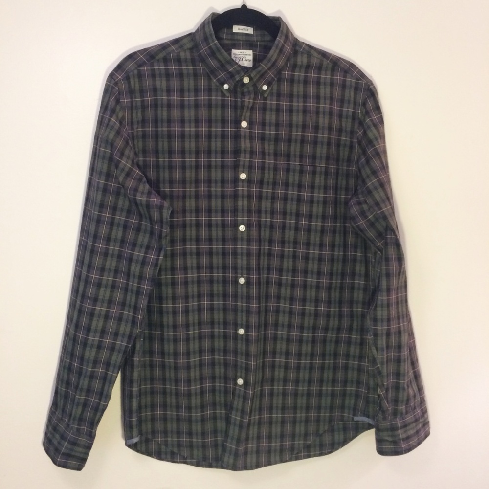 J. Crew Men's Secret Wash Shirt Green Plaid Sz M - Picture 2 of 8